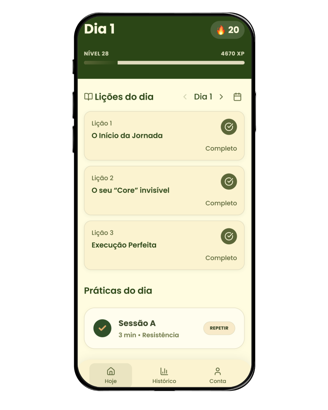 Tela do aplicativo Ritmo mostrando exercícios guiados do assoalho pélvico